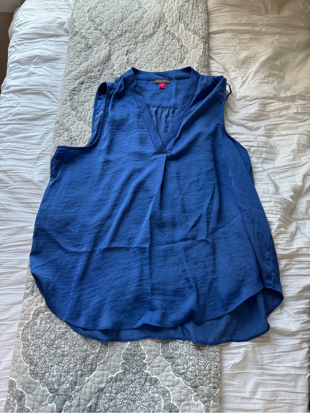 Vince Camuto Royal Blue Sleeveless V-Neck Blouse